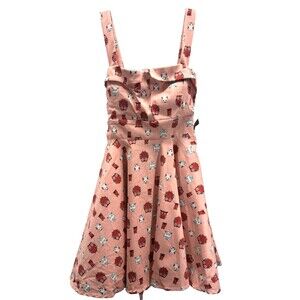 Ixia Red Owl Print Fit & Flare Pinup Dress Sz Large